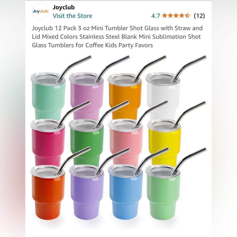 Mini Tumblers with straws (12 pack)